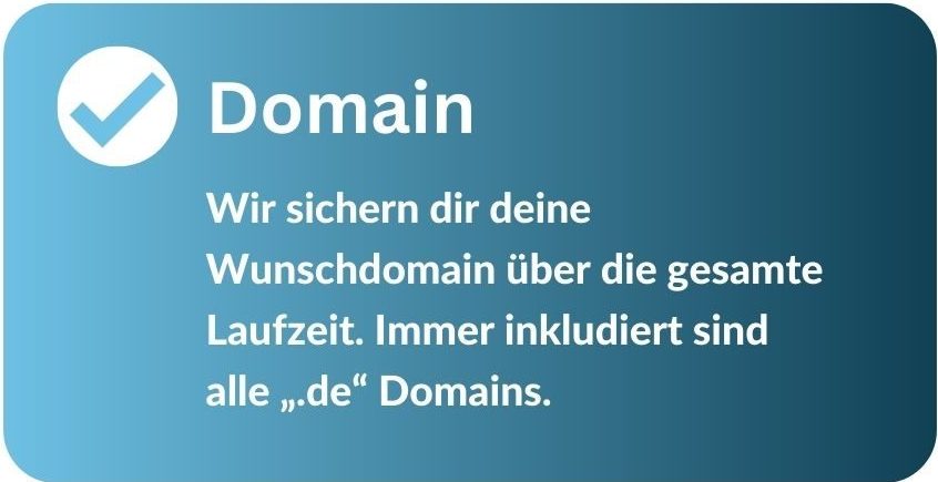 Wunschdomain-Reservierung im Website-Leasing Angebot, inklusive „.de“ Domains.